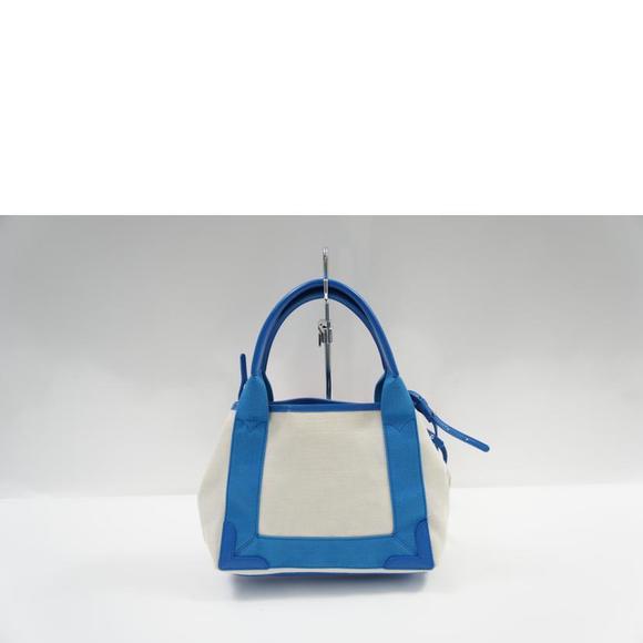 Balenciaga Tote Blue Bag Cabas Canvas Solid White - Picture 1 of 7